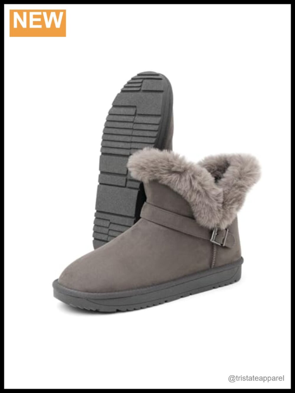 Faux Fur Trim Slip On Winter Boots - Warm Ankle Booties for Women - Non-Slip